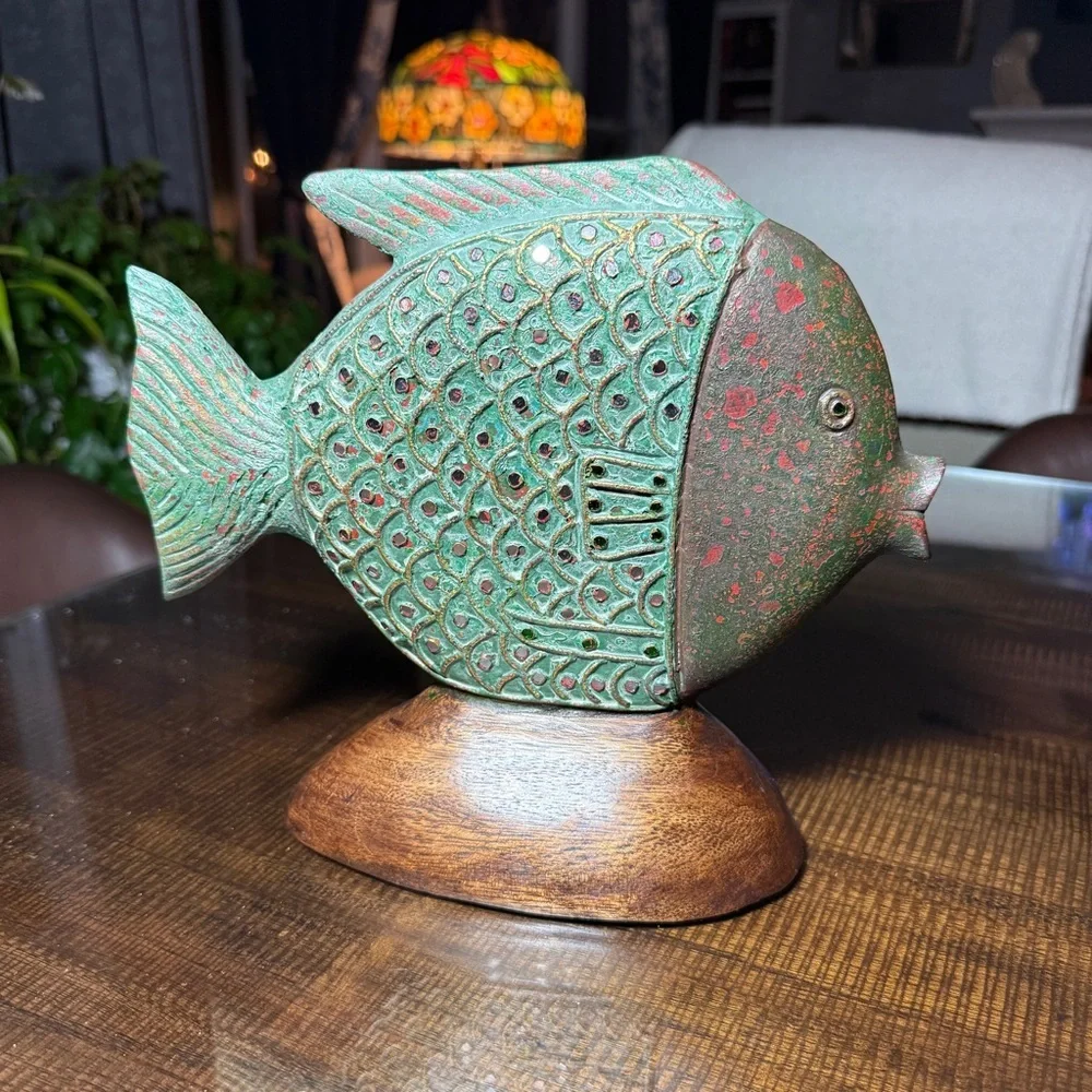 Decorative Green Fish Statue